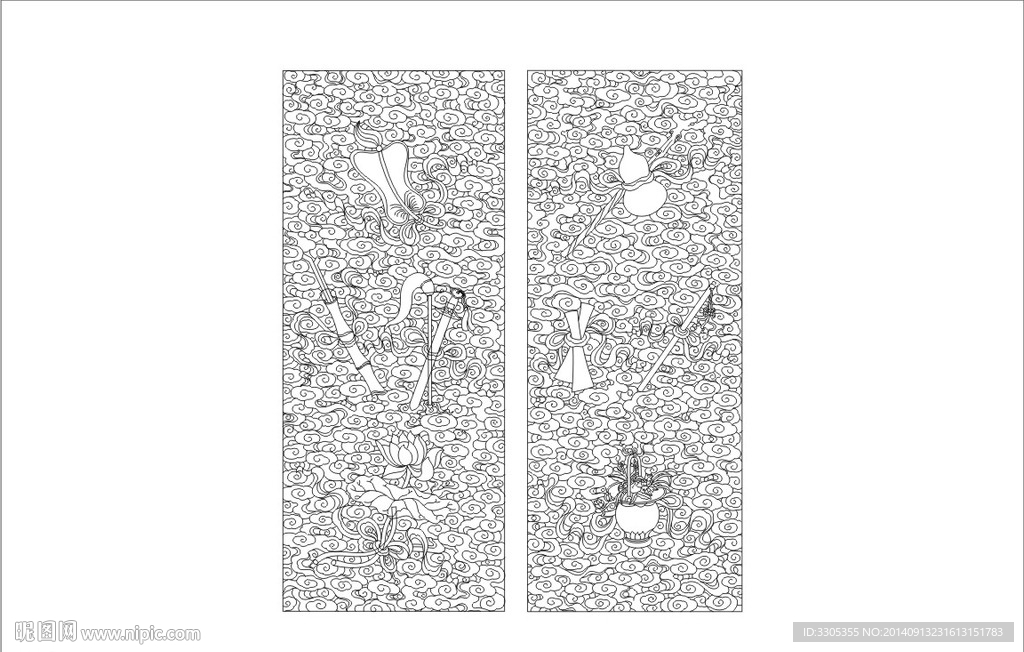 八宝图雕刻(路径未闭合)