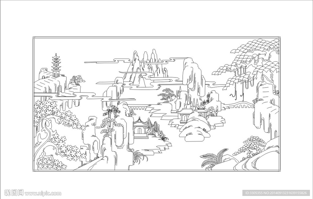 巨幅山水(路径未闭合)