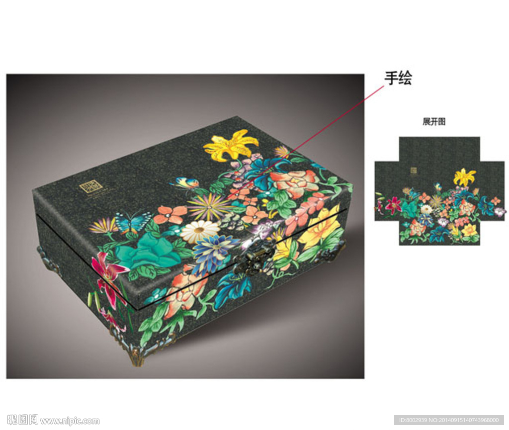 手绘月饼礼盒展开图