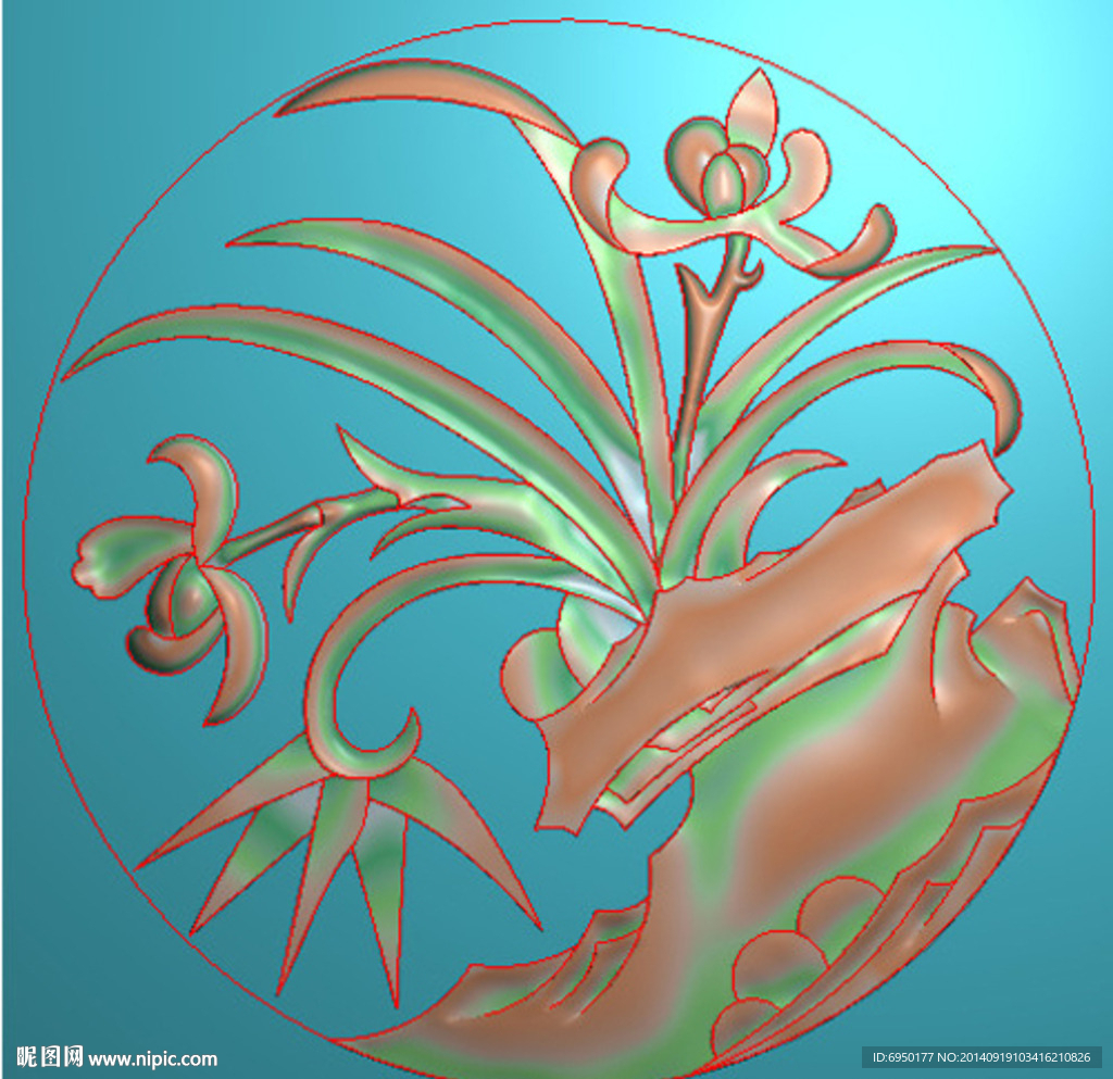 梅兰竹菊兰花精雕