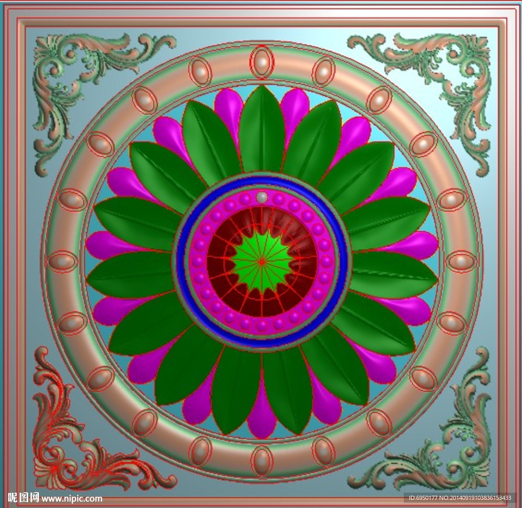 欧式圆花洋花精雕灰度