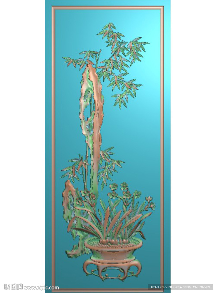 屏风竹精雕灰度