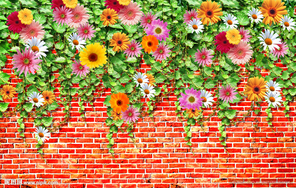 花藤砖墙电视背景