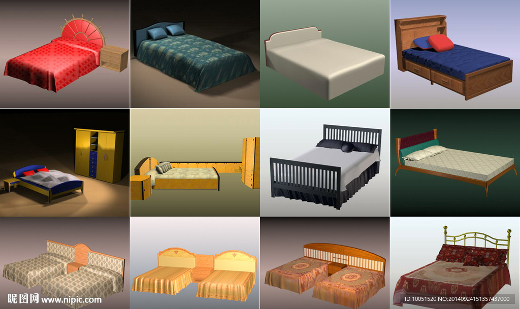 3D现代家具 床