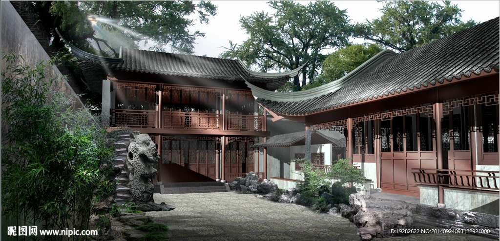 古典园林景观效果图