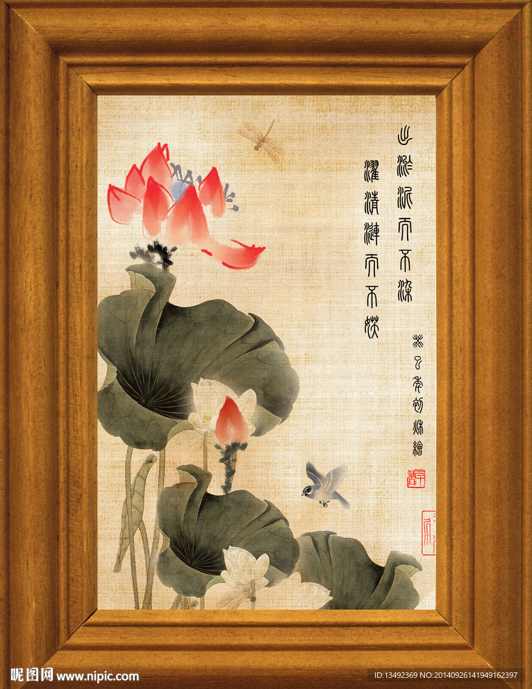 荷花国画
