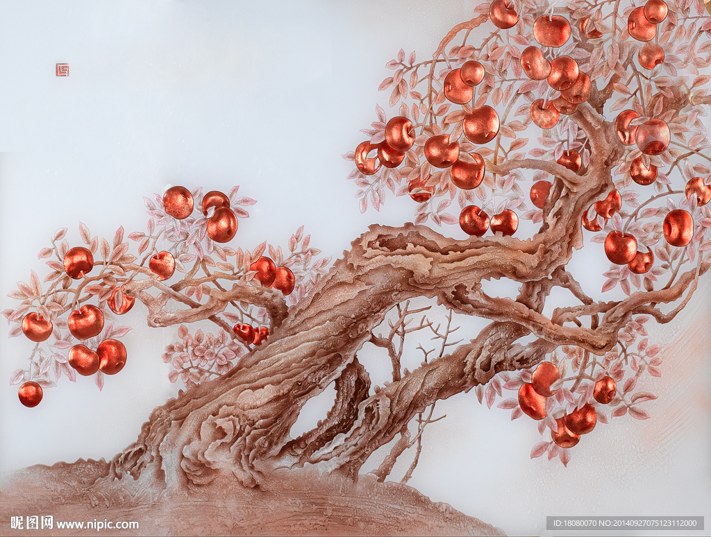 春华秋实硕果累累工笔图片