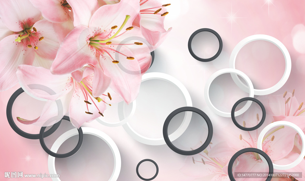 3d电视背景墙梦幻花纹