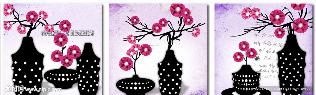 喇叭花花瓶无框画