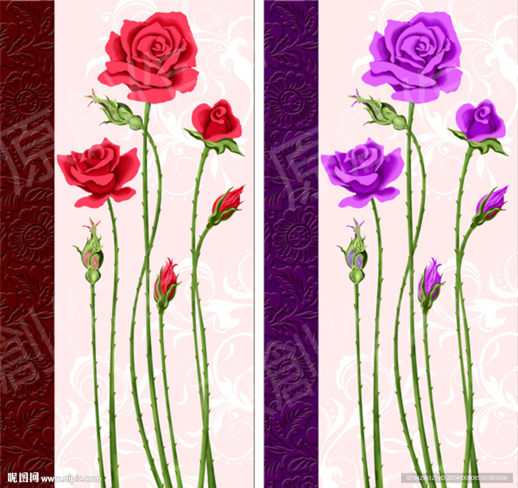 欧美玫瑰墙画玄关