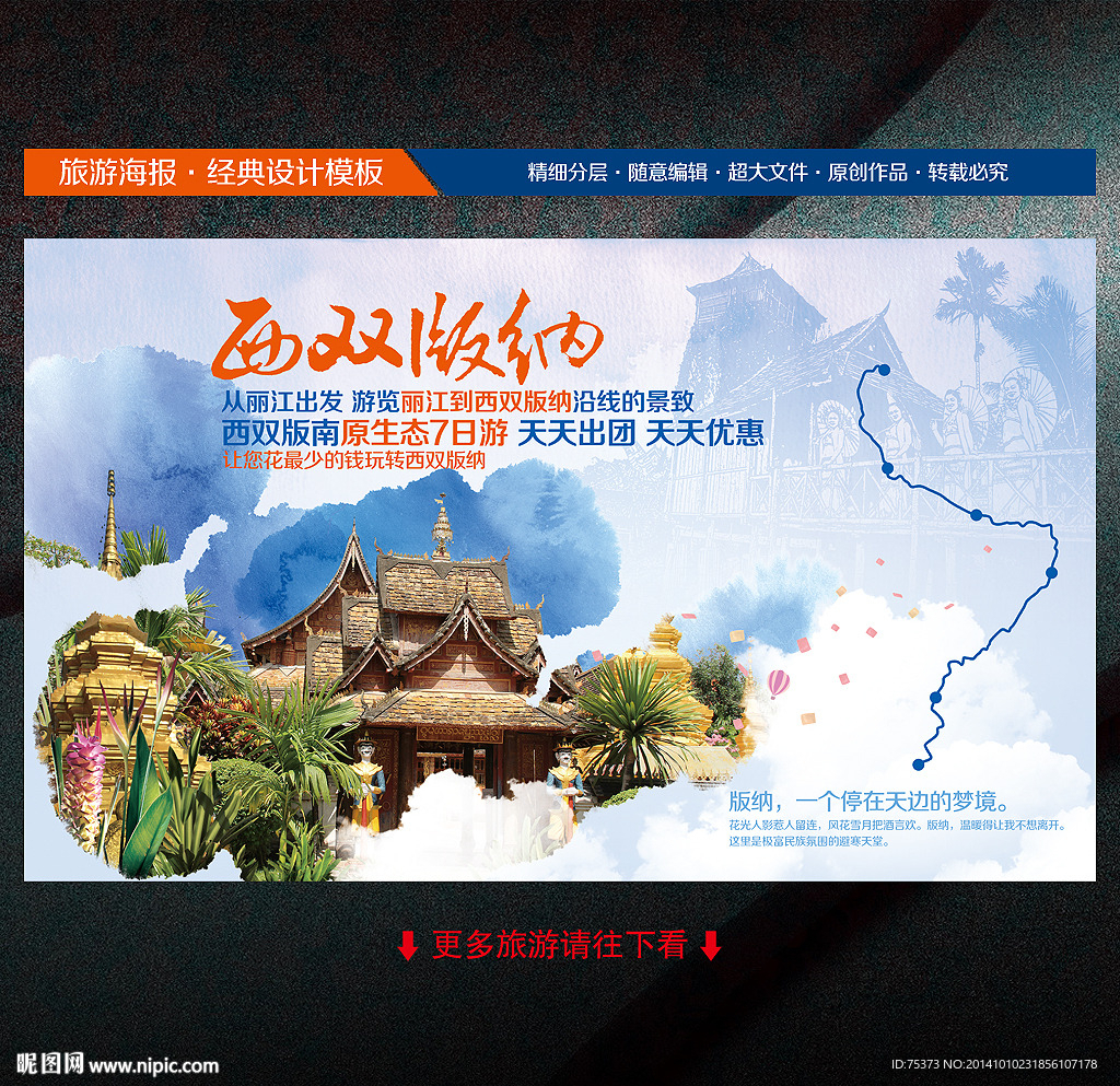 云南西双版纳旅游海报