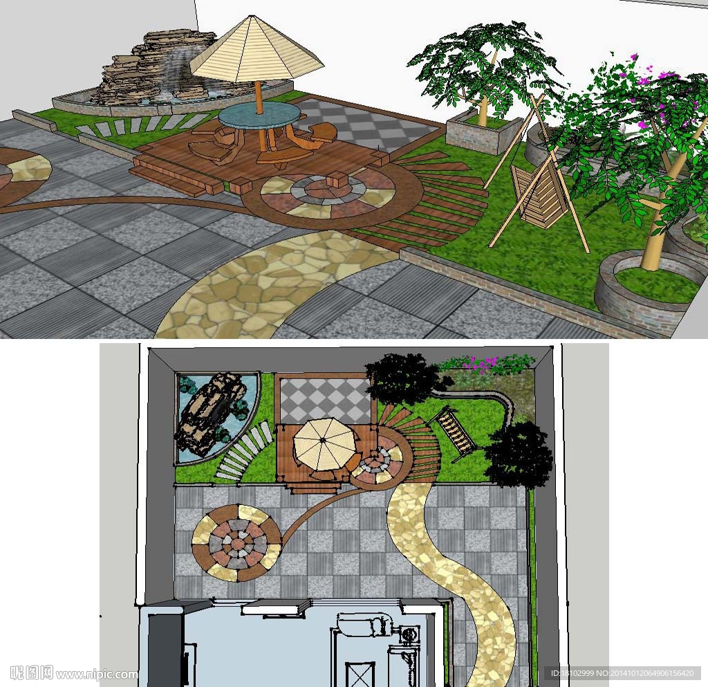 SU草图大师庭院花园模型设计图__室外模型_3D设计_设计图库_昵图网nipic.com