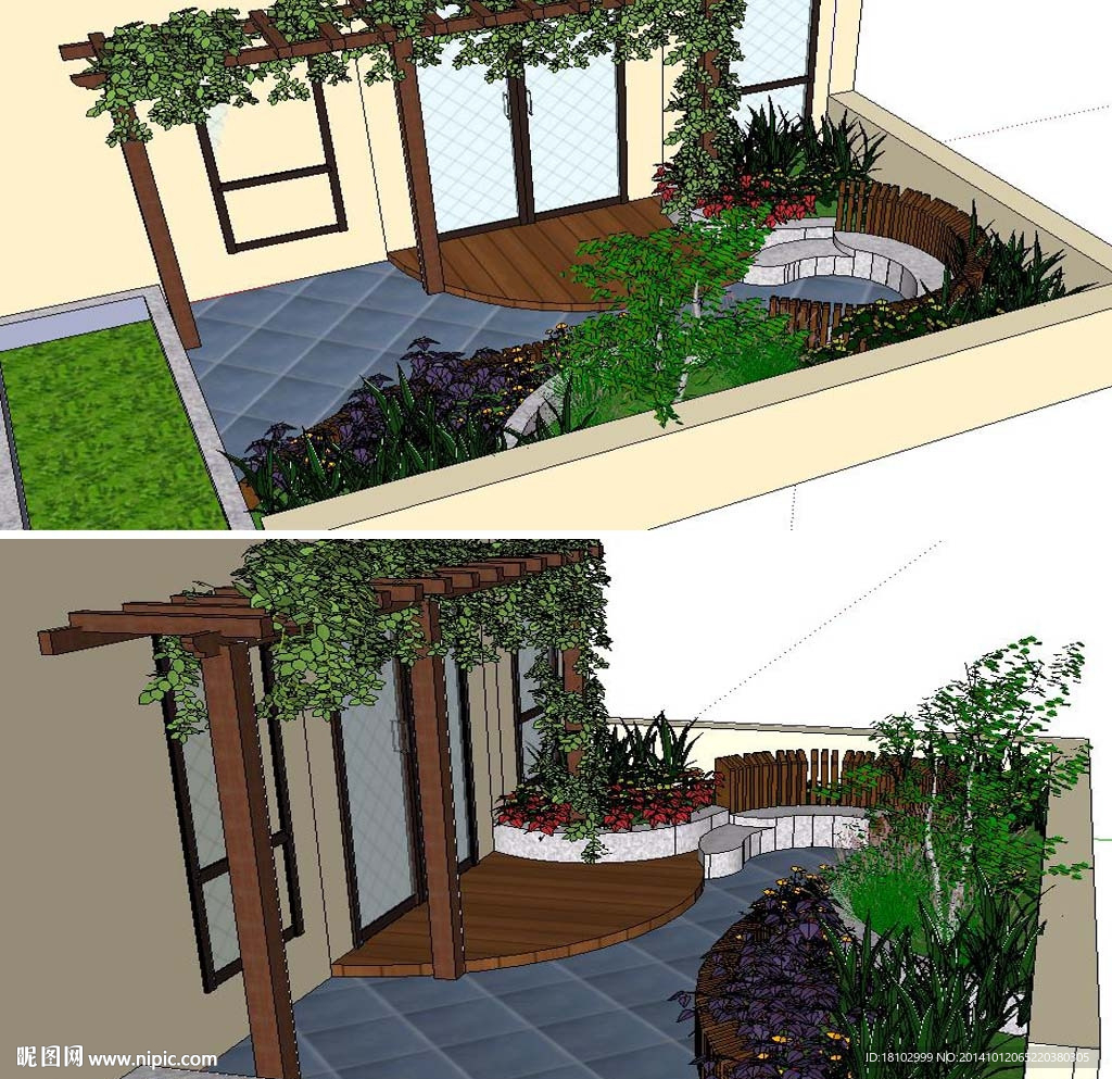 sketchup小花园景观模