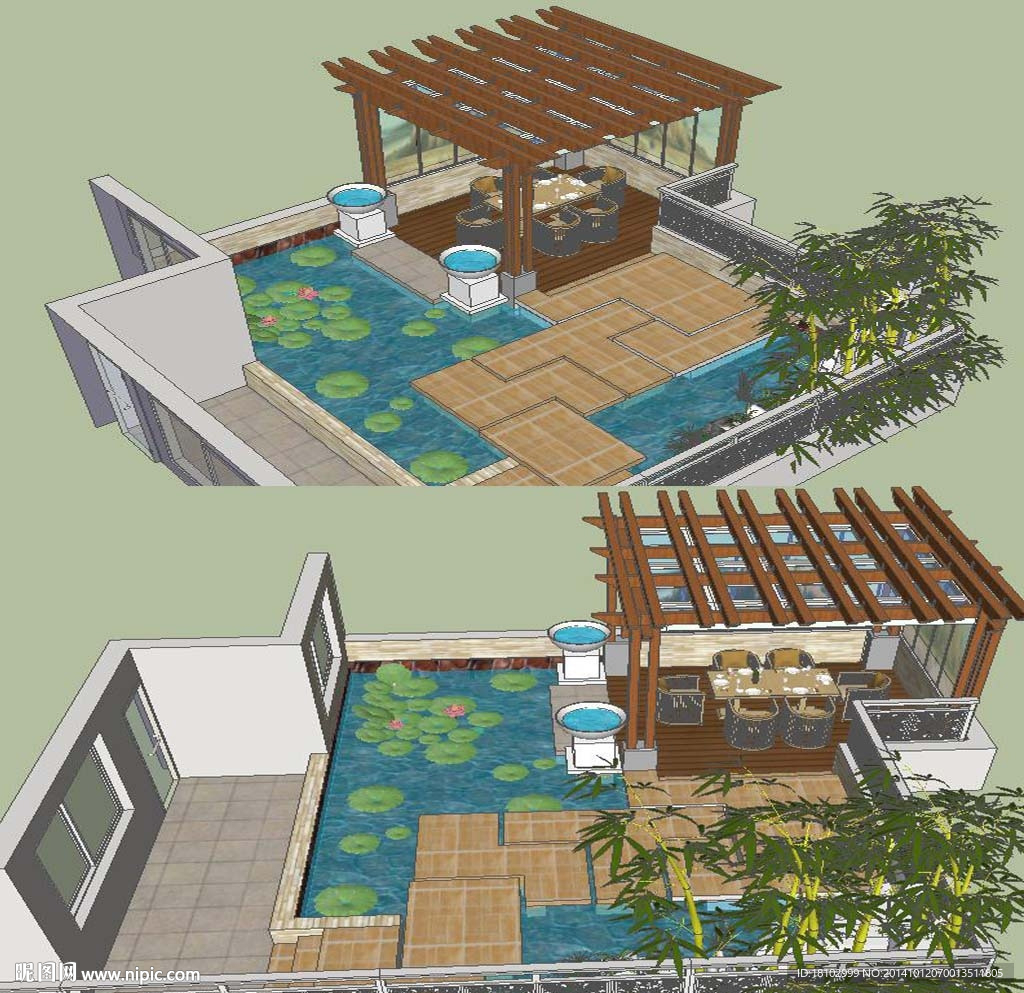 屋顶花园景观模型