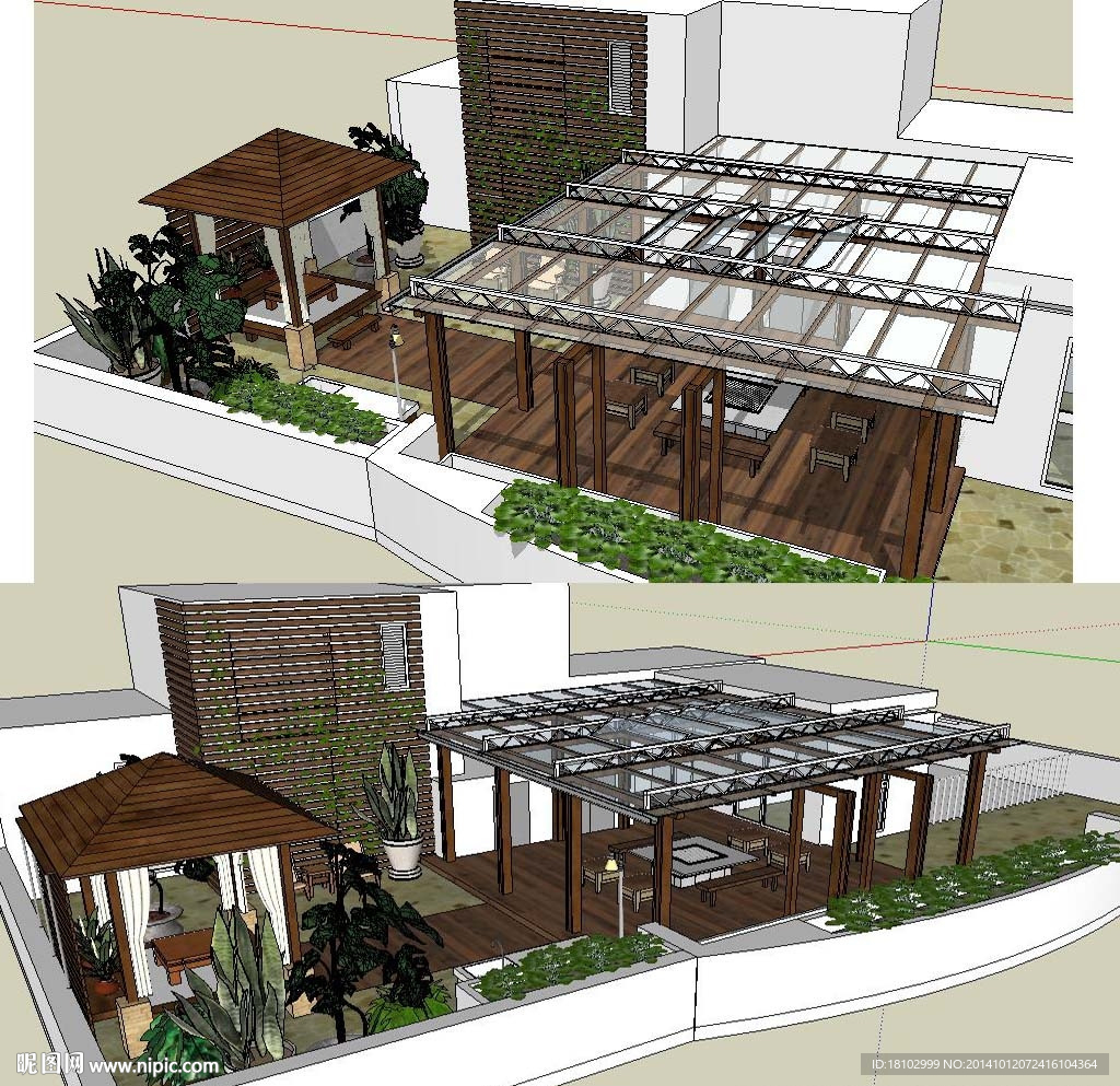 草图大师屋顶花园景观