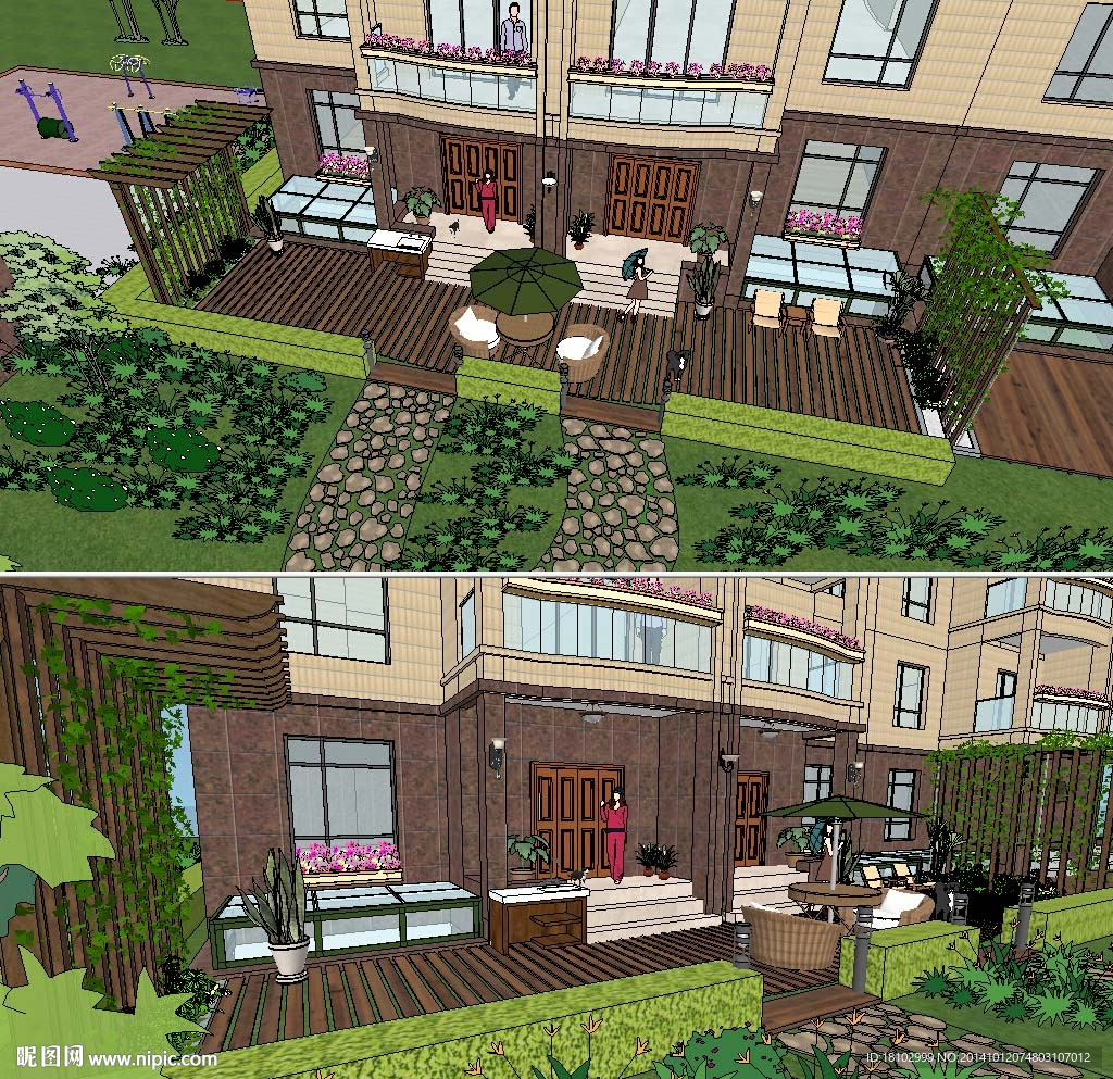 sketchup庭院景观模型