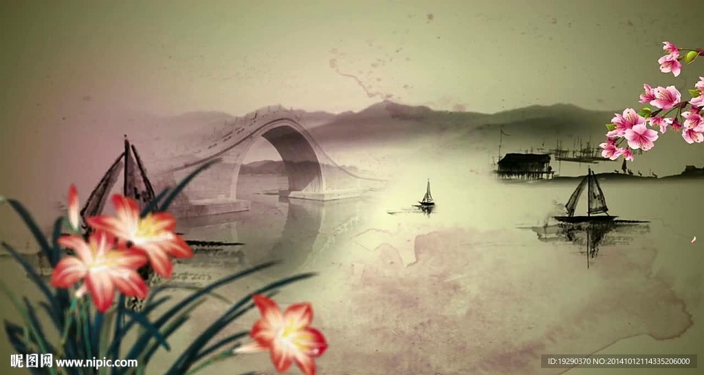 水墨桃花