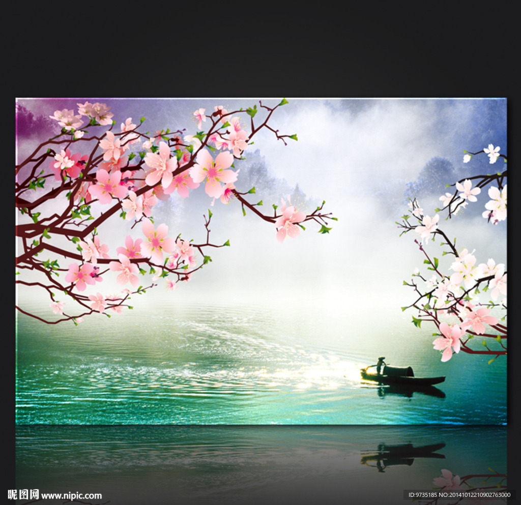 桃花源风景电视背景墙