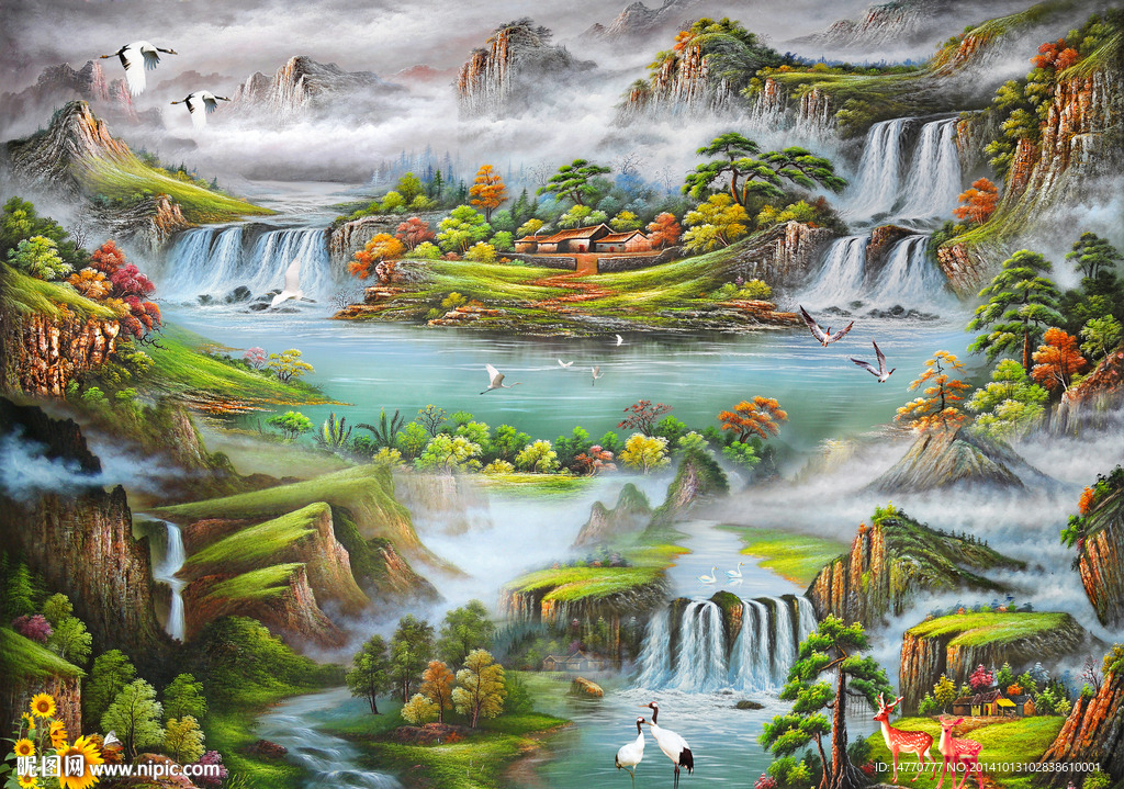 山水油画风景