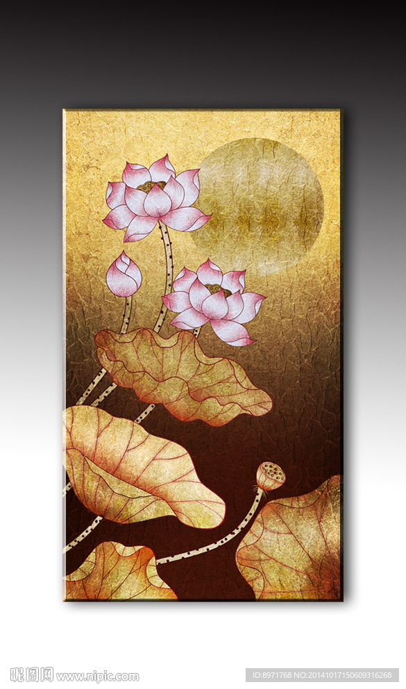 金箔荷花无框画