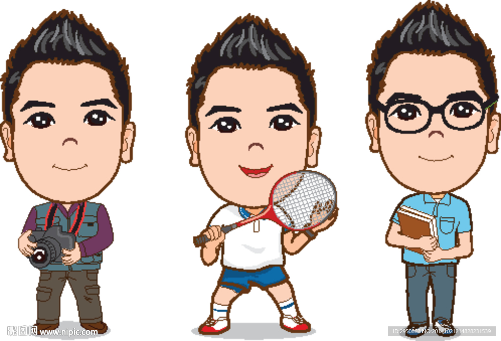 矢量帅哥角色造型图