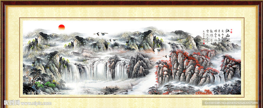 山水画室内壁画