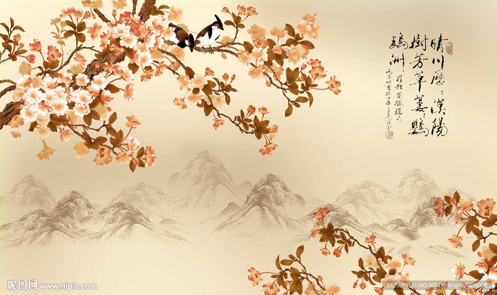 高清手绘花鸟装饰画