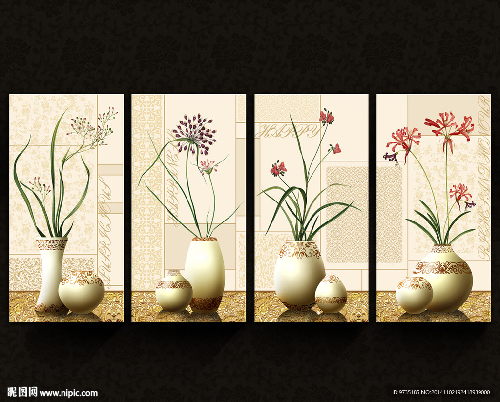 花瓶艺术插花装饰画