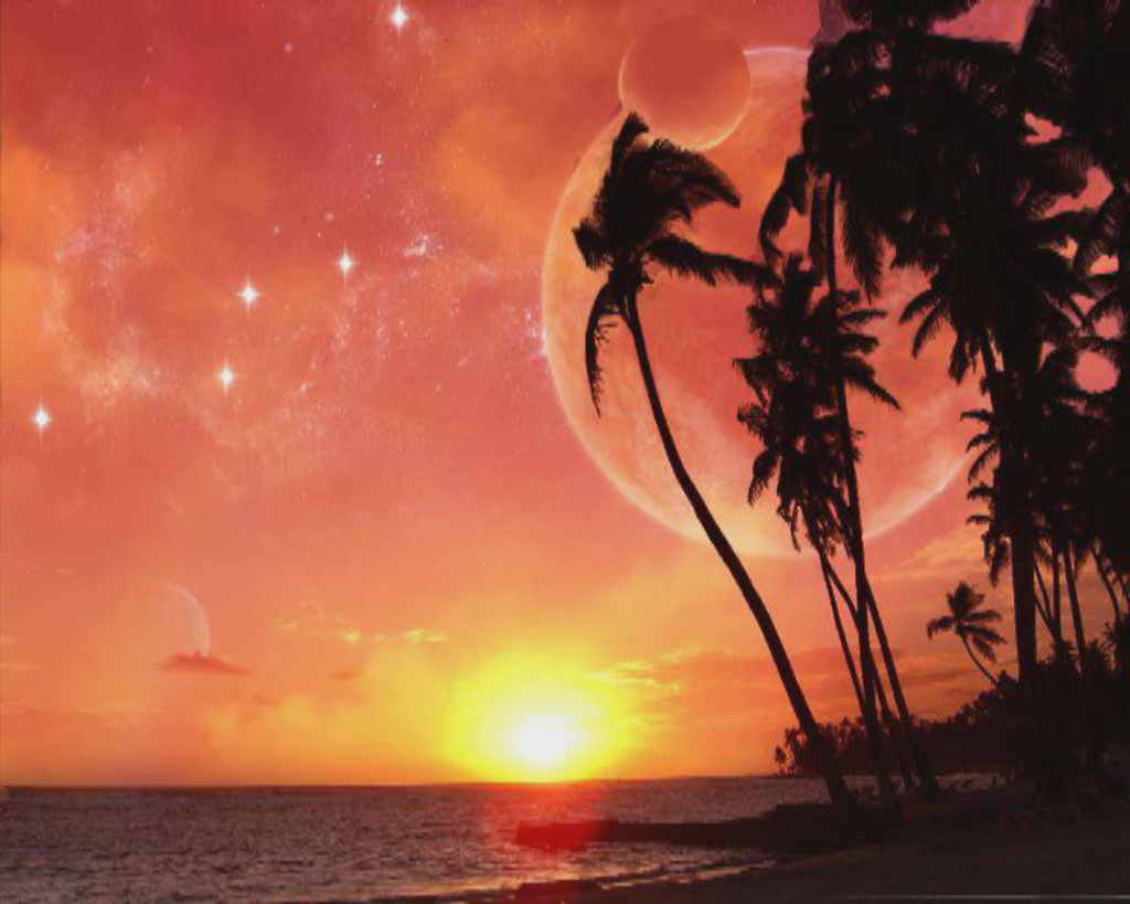 夕阳海滨