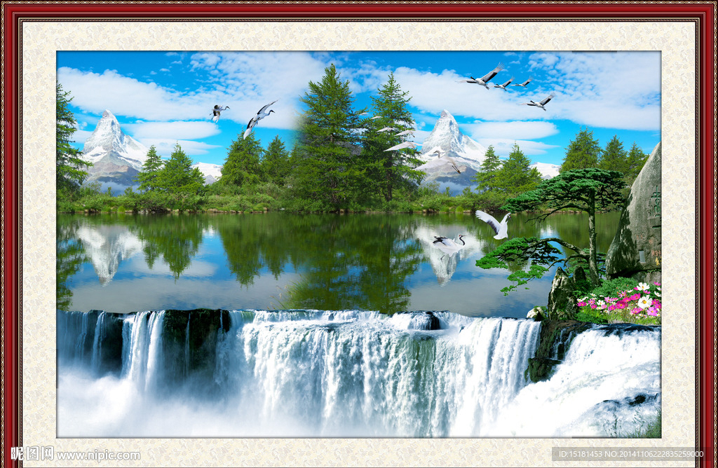 流水生财风景画