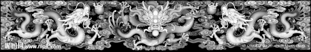 双龙博古不灰度图