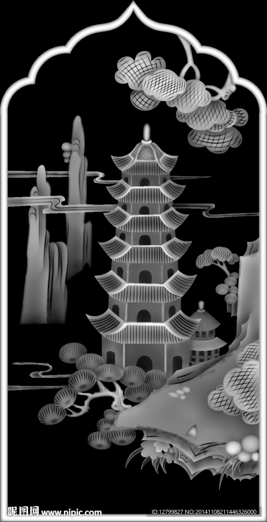 山水大板灰度图