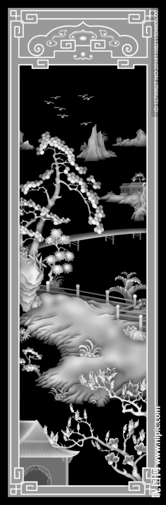 山水风景灰度图