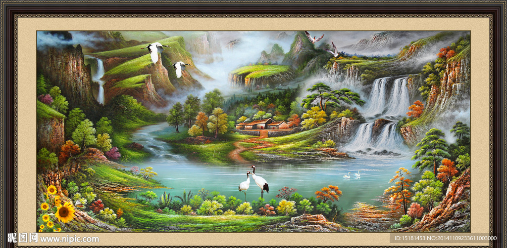 山水油画风景图