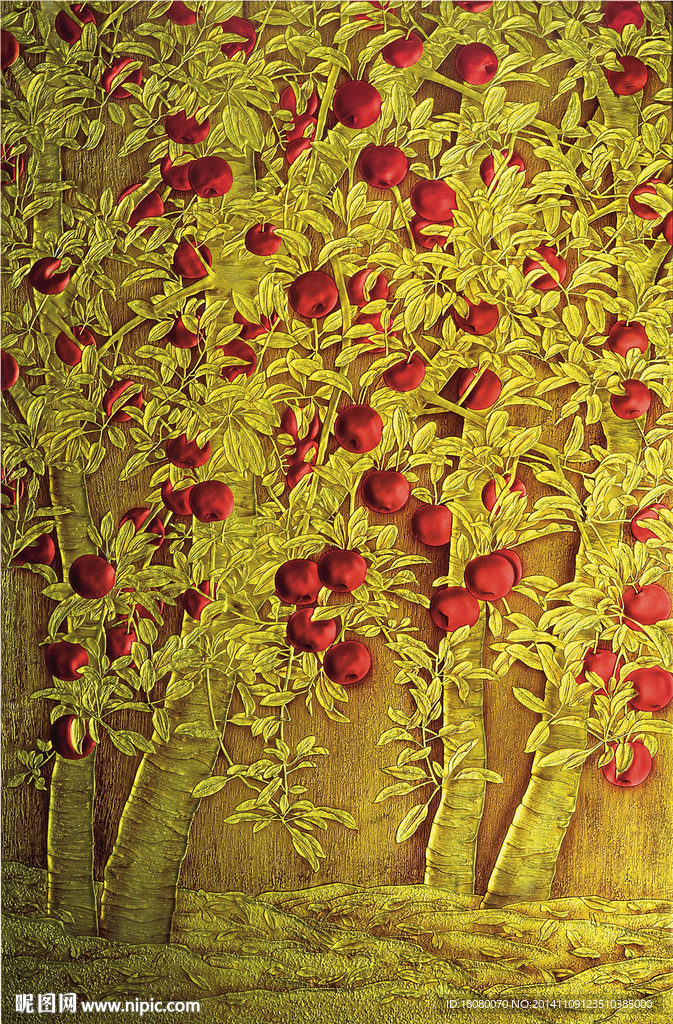 红苹果 工笔苹果 平安