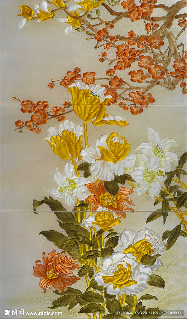 百花齐放 花开富贵 工