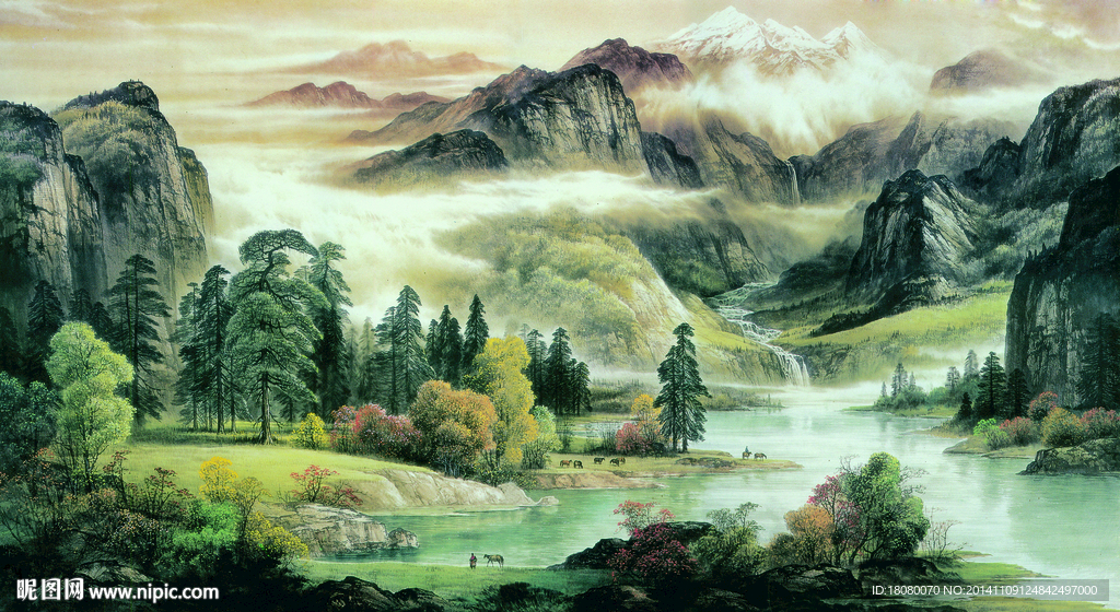 山水 高山流水 旭日东