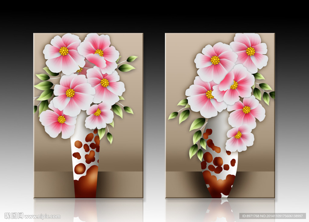 抽象花瓶花卉无框画