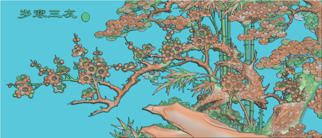 精雕图梅兰竹菊 浮雕