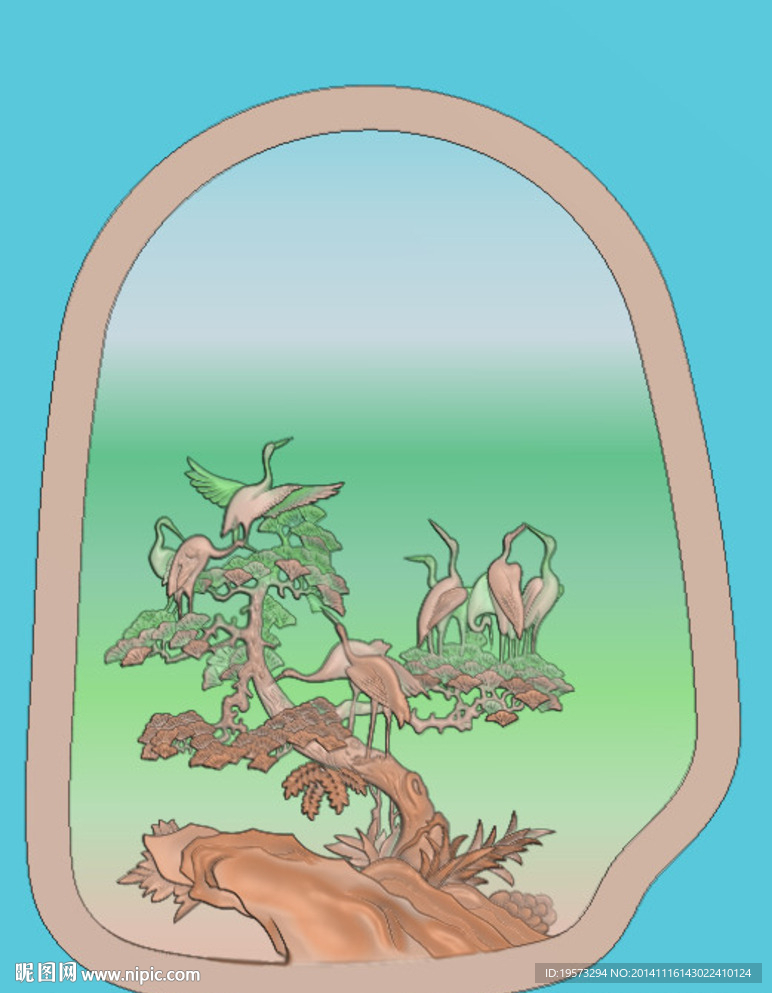 精雕图茶盘仙鹤图