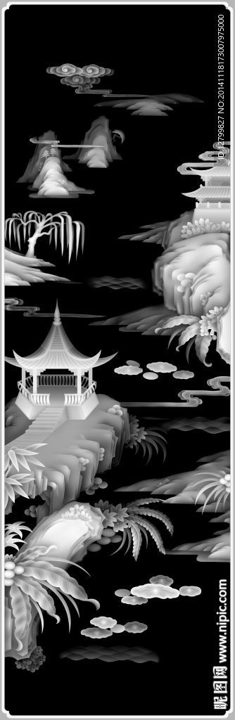 山水灰度图