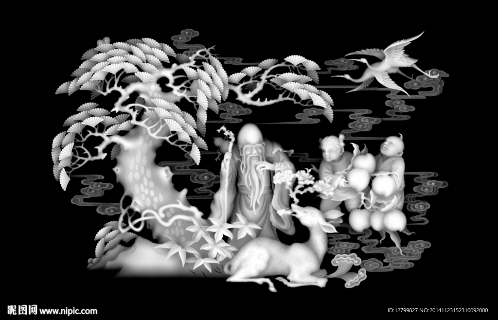 寿星灰度图