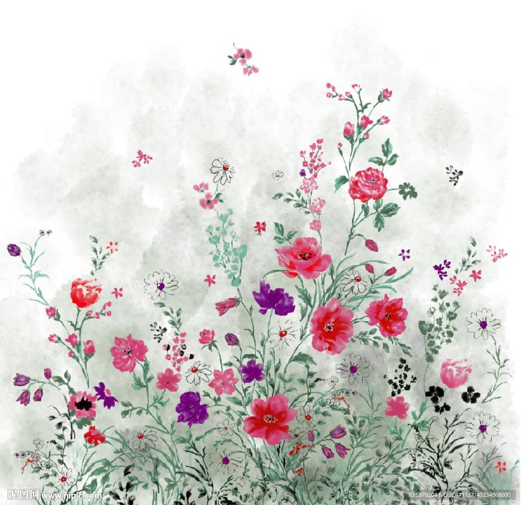 水墨花草
