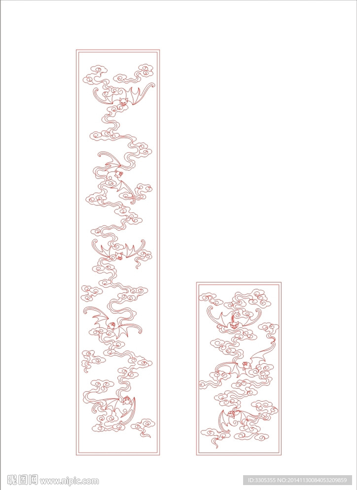 镂空蝙蝠窗花(路径未闭合)