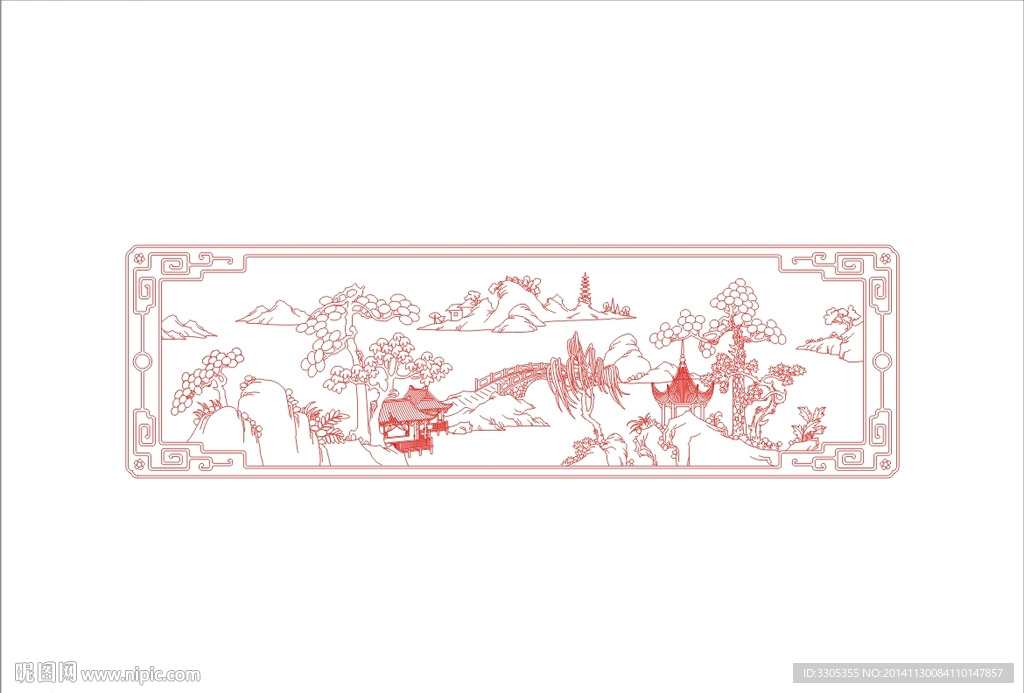 山水雕刻(路径未闭合)