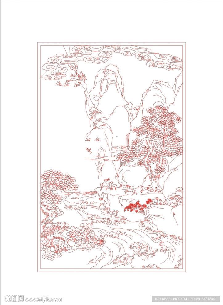 山水雕刻(路径未闭合)