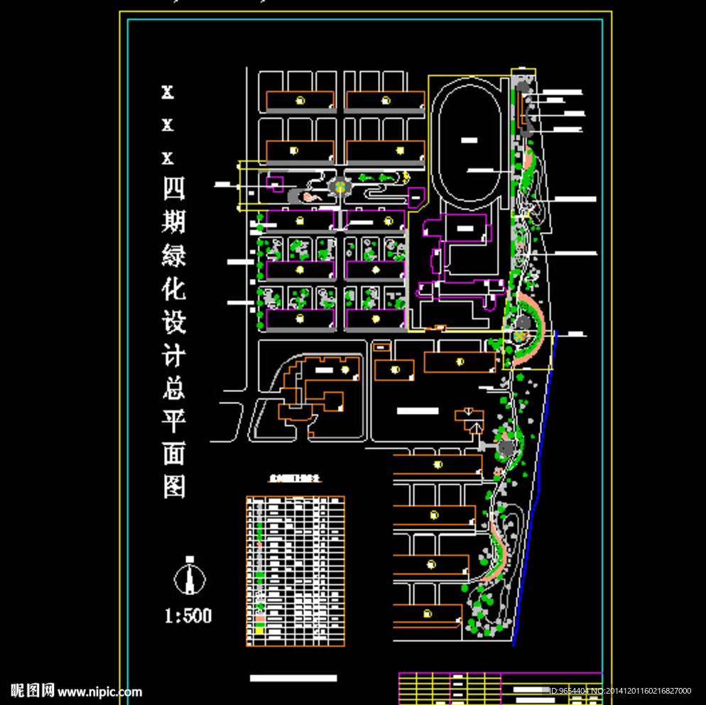 绿化设计总平面布置图附指标