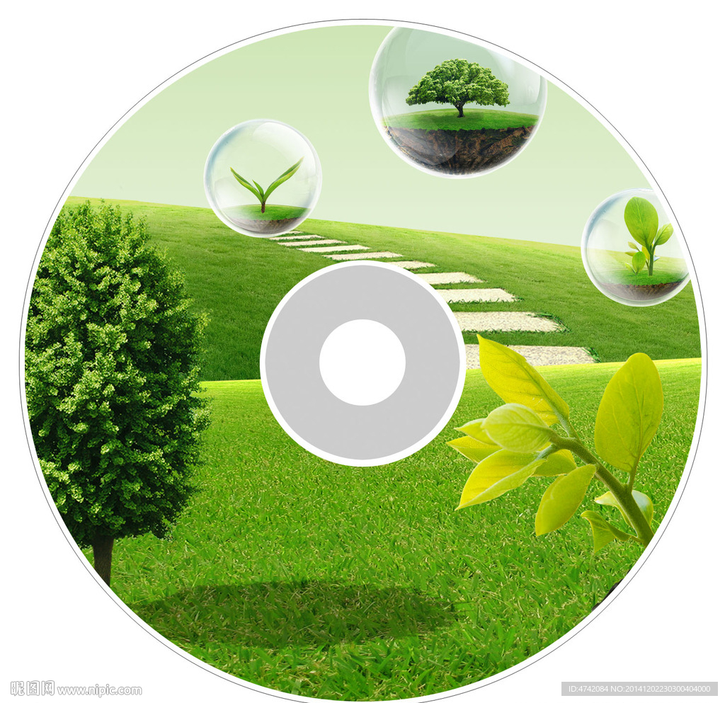 绿色环保低碳光盘设计psd