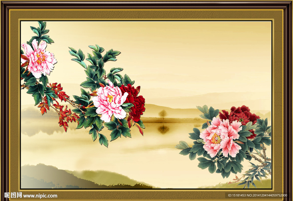 牡丹国画风景