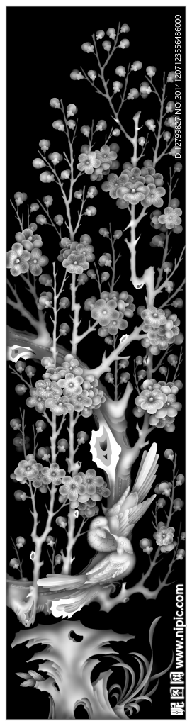 花鸟灰度图
